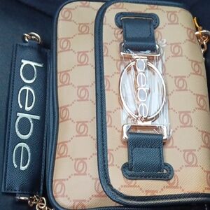 Bebe Beige and Black Crossbody Bag
